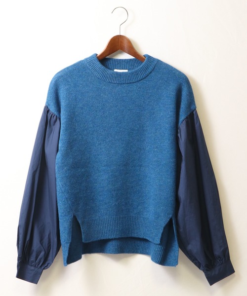 EACH.（イーチ）の「【EACH】VOLUME SLEEVE COMBI KNIT　ニット　ボリューム袖（ニット/セーター・レディース・ブルー/グレー/ブラウン・FREE）」の18枚目の写真
