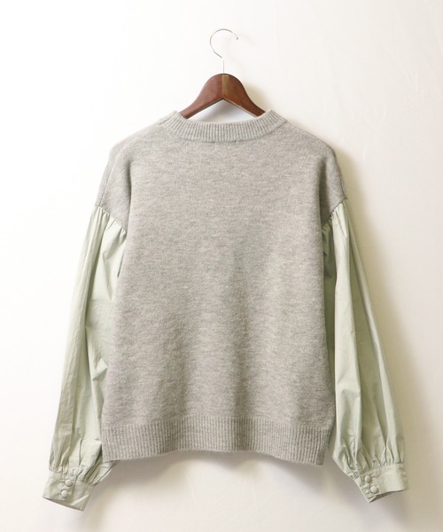 EACH.（イーチ）の「【EACH】VOLUME SLEEVE COMBI KNIT　ニット　ボリューム袖（ニット/セーター・レディース・ブルー/グレー/ブラウン・FREE）」の21枚目の写真