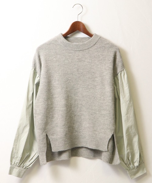 EACH.（イーチ）の「【EACH】VOLUME SLEEVE COMBI KNIT　ニット　ボリューム袖（ニット/セーター・レディース・ブルー/グレー/ブラウン・FREE）」の22枚目の写真