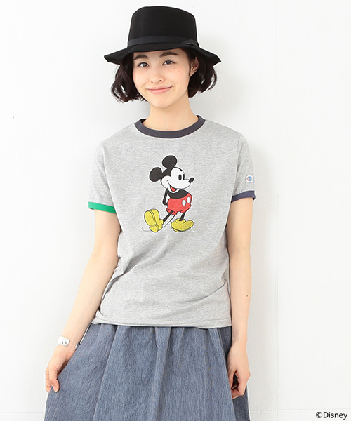 Champion（チャンピオン）の「CHAMPION×BEAMS BOY / リンガーTシャツ （Mickey Mouse）（Tシャツ/カットソー・レディース・ホワイト/グレー・SMALL）」の2枚目の写真
