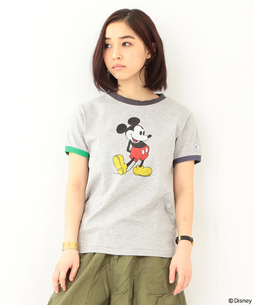 Champion（チャンピオン）の「CHAMPION×BEAMS BOY / リンガーTシャツ （Mickey Mouse）（Tシャツ/カットソー・レディース・ホワイト/グレー・SMALL）」の5枚目の写真