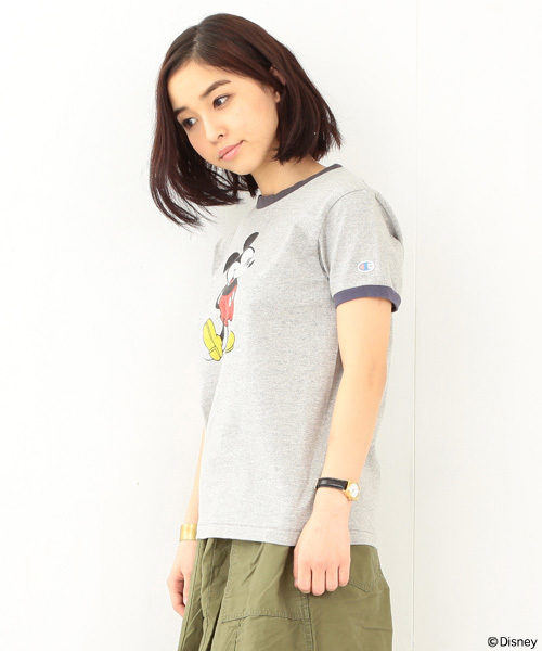 Champion（チャンピオン）の「CHAMPION×BEAMS BOY / リンガーTシャツ （Mickey Mouse）（Tシャツ/カットソー・レディース・ホワイト/グレー・SMALL）」の6枚目の写真