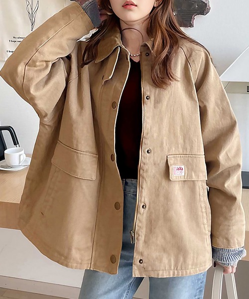 Java(ジャバ)の「《JaVa ジャバコラボ》映える1枚!裏地キルティングコットンワークカバーオール(ブルゾン・レディース・ブラック/ベージュ/オリーブ/アイボリー・SMALL/MEDIUM/LARGE/X-LARGE)」の6枚目の写真