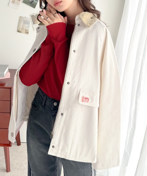 Java(ジャバ)の「《JaVa ジャバコラボ》映える1枚!裏地キルティングコットンワークカバーオール(ブルゾン・レディース・ブラック/ベージュ/オリーブ/アイボリー・SMALL/MEDIUM/LARGE/X-LARGE)」の21枚目の写真