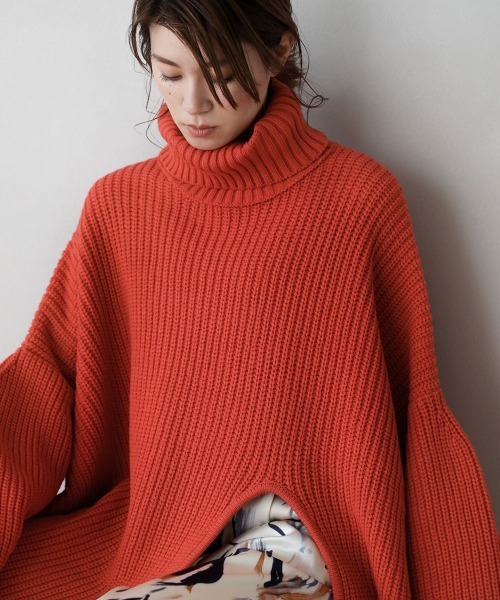 Bou Jeloud（ブージュルード）の「【WEB限定】スリットボリュームスリーブニット（ニット/セーター・レディース・ブラック/グレー/レッド/マスタード・FREE）」の22枚目の写真