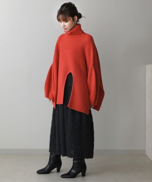 Bou Jeloud（ブージュルード）の「【WEB限定】スリットボリュームスリーブニット（ニット/セーター・レディース・ブラック/グレー/レッド/マスタード・FREE）」の21枚目の写真