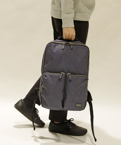 PRO-SPERITY(プロスペリティ)の「【PRO-SPERITY/プロスペリティ】別注デニムライククロス×シンセティックレザーバックパック(バックパック/リュック・メンズ・ブラック/ネイビー/グレー・FREE)」の3枚目の写真