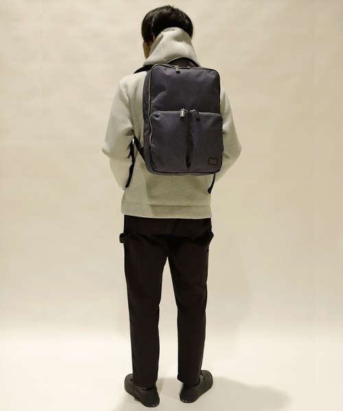 PRO-SPERITY(プロスペリティ)の「【PRO-SPERITY/プロスペリティ】別注デニムライククロス×シンセティックレザーバックパック(バックパック/リュック・メンズ・ブラック/ネイビー/グレー・FREE)」の9枚目の写真