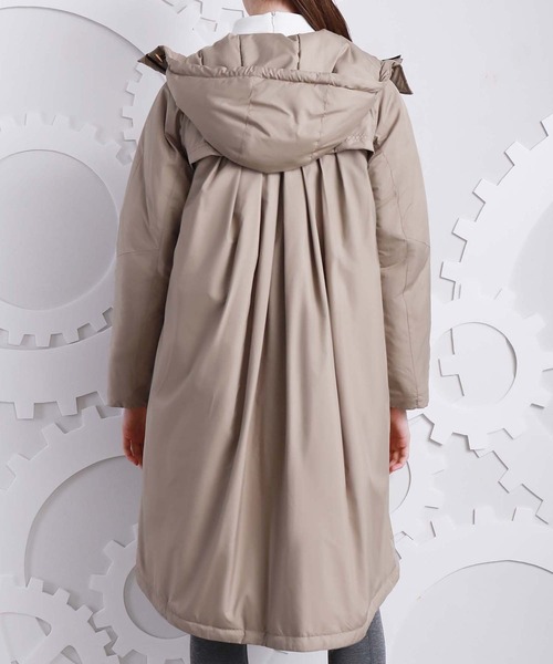 A DEGREE FAHRENHEIT(エーディグリーファーレンハイ)の「AラインHBダウンコート(ダウンジャケット/コート・レディース・ベージュ/ブラック・SMALL/MEDIUM)」の14枚目の写真