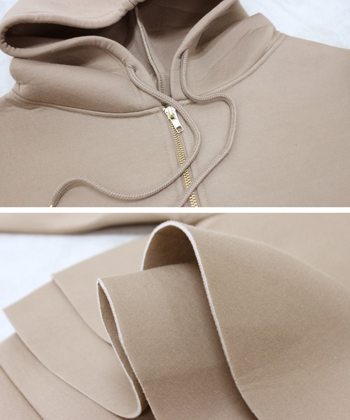 Fizz(フィズ)の「【Fizz/フィズ】 ボンディング素材 バックフリルジップパーカー(パーカー・レディース・ベージュ/ブラック/アイボリー/グレー・M/L/XL)」の7枚目の写真