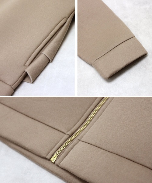 Fizz(フィズ)の「【Fizz/フィズ】 ボンディング素材 バックフリルジップパーカー(パーカー・レディース・ベージュ/ブラック/アイボリー/グレー・M/L/XL)」の12枚目の写真