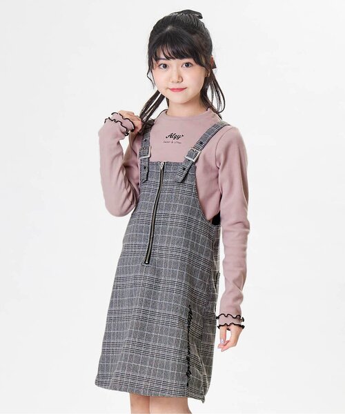 algy（アルジー）の「/リブロンT＆ジャンスカセット（ジャンパースカート・キッズ・ピンク/オフホワイト/ブラック・XXX-SMALL/SMALL/XX-SMALL/X-SMALL/MEDIUM）」の3枚目の写真