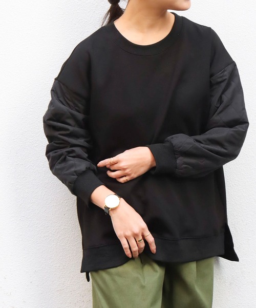 libelle more（リベル モア）の「袖キルティング切替カットプルオーバー（Tシャツ/カットソー・レディース・ブラック/アイボリー/グレイッシュベージュ/ミント・M/L）」の3枚目の写真