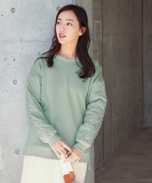 libelle more（リベル モア）の「袖キルティング切替カットプルオーバー（Tシャツ/カットソー・レディース・ブラック/アイボリー/グレイッシュベージュ/ミント・M/L）」の8枚目の写真