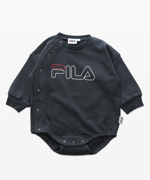 FILA(フィラ)の「FILA/フィラ ロゴバリエーション長袖ロンパース(ロンパース・キッズ・チャコールグレー/ブラック/ベージュ/オフホワイト/ブラック系その他/ベージュ系その他・80cm/90cm/70cm)」の1枚目の写真