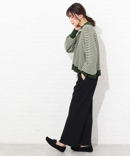 Cutie Blonde（キューティーブロンド）の「◆【S-L】マルチボーダーカラーニット（ニット/セーター・レディース・ベージュ系2/ダークグリーン系2/ピンク系7・01/02/03）」の15枚目の写真