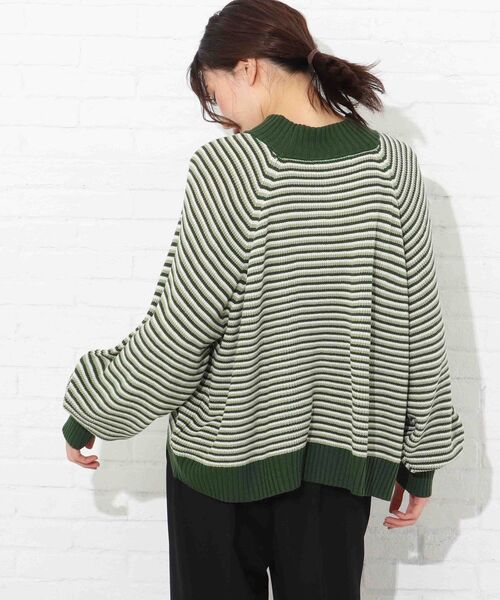 Cutie Blonde（キューティーブロンド）の「◆【S-L】マルチボーダーカラーニット（ニット/セーター・レディース・ベージュ系2/ダークグリーン系2/ピンク系7・01/02/03）」の18枚目の写真