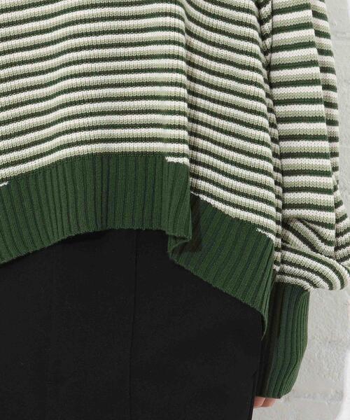 Cutie Blonde（キューティーブロンド）の「◆【S-L】マルチボーダーカラーニット（ニット/セーター・レディース・ベージュ系2/ダークグリーン系2/ピンク系7・01/02/03）」の21枚目の写真
