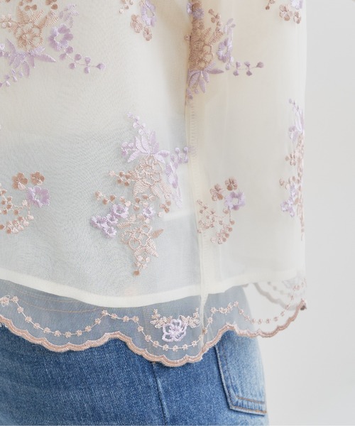 natural couture（ナチュラルクチュール）の「オーガンジー刺繍パフブラウス（シャツ/ブラウス・レディース・サックスブルー/ピンク/アイボリー・FREE）」の13枚目の写真