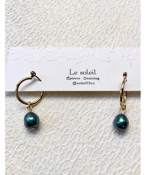 tone（トーン）の「【Le soleil】beansのようなフープピアス(MA)（ピアス（両耳用）・レディース・ホワイト/グリーン系その他・FREE）」の8枚目の写真