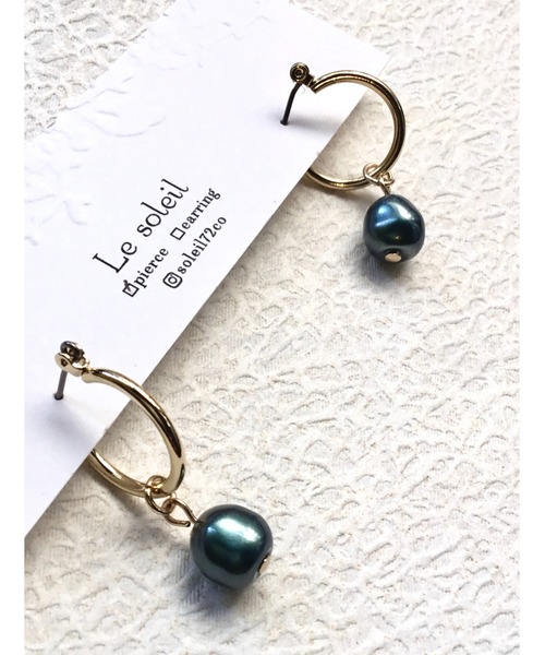 tone（トーン）の「【Le soleil】beansのようなフープピアス(MA)（ピアス（両耳用）・レディース・ホワイト/グリーン系その他・FREE）」の6枚目の写真