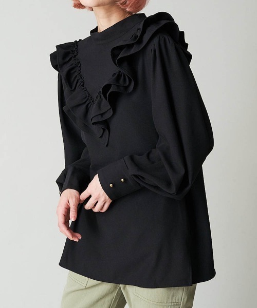 A de a.v.v（アードアー・ヴェ・ヴェ）の「【前後2WAY】フリルリボンブラウス（シャツ/ブラウス・レディース・ブラック/ミント/ホワイト・38/36）」の2枚目の写真