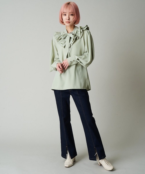 A de a.v.v（アードアー・ヴェ・ヴェ）の「【前後2WAY】フリルリボンブラウス（シャツ/ブラウス・レディース・ブラック/ミント/ホワイト・38/36）」の16枚目の写真