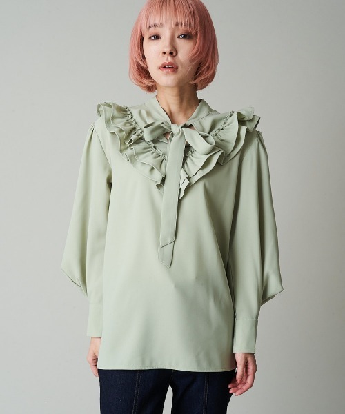 A de a.v.v（アードアー・ヴェ・ヴェ）の「【前後2WAY】フリルリボンブラウス（シャツ/ブラウス・レディース・ブラック/ミント/ホワイト・38/36）」の13枚目の写真