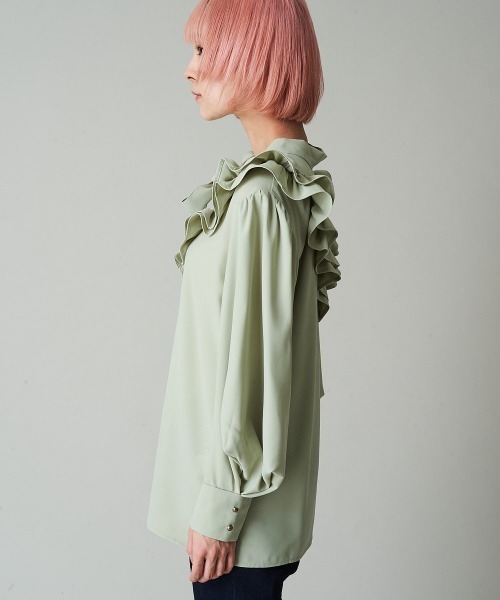 A de a.v.v（アードアー・ヴェ・ヴェ）の「【前後2WAY】フリルリボンブラウス（シャツ/ブラウス・レディース・ブラック/ミント/ホワイト・38/36）」の12枚目の写真