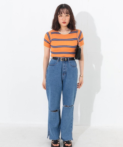 nemne store（ネンネストア）の「ボーダーサマーニットT（ニット/セーター・レディース・イエロー系その他/グリーン系その他/オレンジ系その他・フリー）」の18枚目の写真