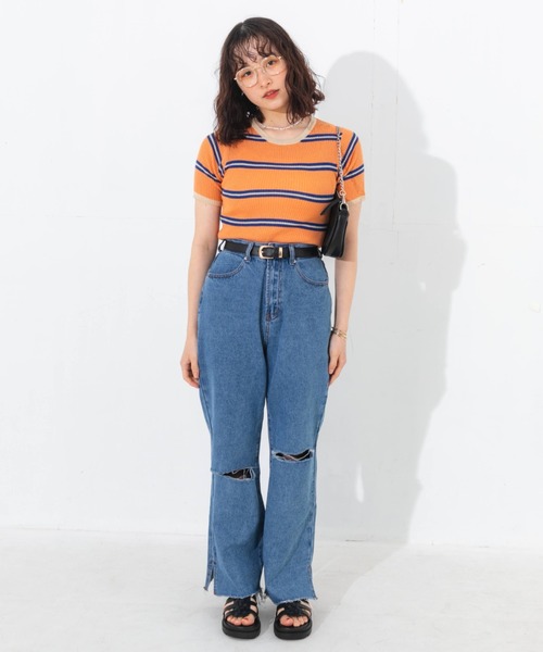 nemne store（ネンネストア）の「ボーダーサマーニットT（ニット/セーター・レディース・イエロー系その他/グリーン系その他/オレンジ系その他・フリー）」の19枚目の写真