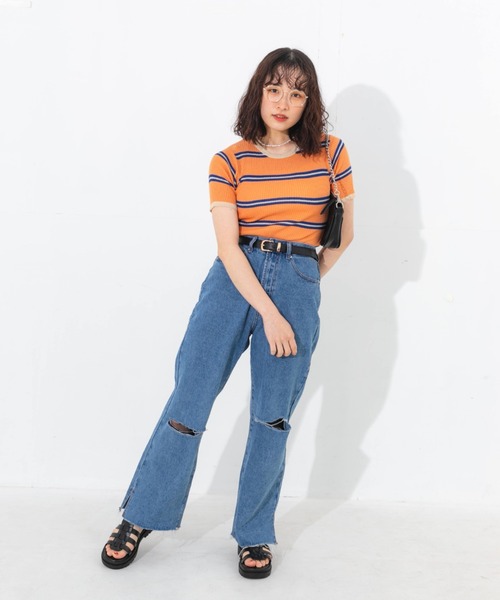 nemne store（ネンネストア）の「ボーダーサマーニットT（ニット/セーター・レディース・イエロー系その他/グリーン系その他/オレンジ系その他・フリー）」の20枚目の写真