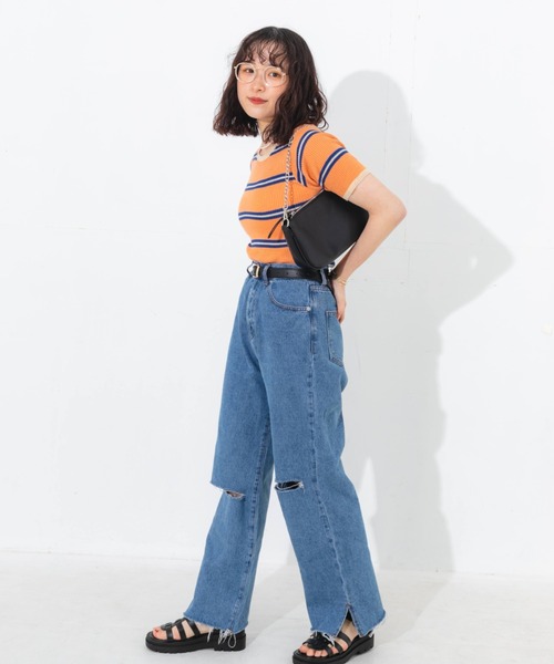 nemne store（ネンネストア）の「ボーダーサマーニットT（ニット/セーター・レディース・イエロー系その他/グリーン系その他/オレンジ系その他・フリー）」の21枚目の写真