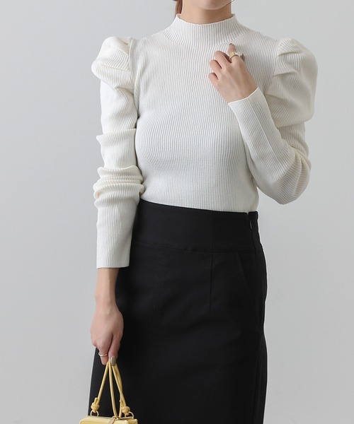 COLONY 2139（コロニートゥーワンスリーナイン）の「パワショルリブハイネックニットプルオーバー（ニット/セーター・レディース・ブラック/オフホワイト・FREE）」の5枚目の写真