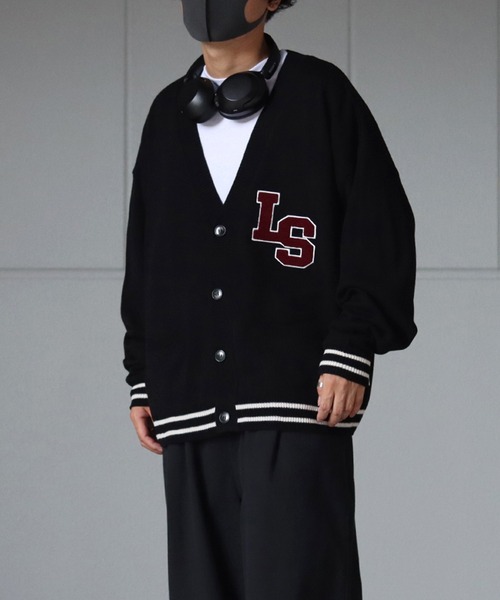 ILL'S(イルズ)の「サガラ刺繍ワッペン ビッグシルエットカーディガン 【ILL'S / イルズ】(カーディガン/ボレロ・メンズ・ブラック/グレー/グリーン/マスタード/イエロー/アイボリー・FREE)」の7枚目の写真