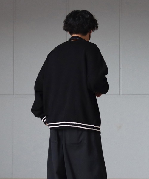 ILL'S(イルズ)の「サガラ刺繍ワッペン ビッグシルエットカーディガン 【ILL'S / イルズ】(カーディガン/ボレロ・メンズ・ブラック/グレー/グリーン/マスタード/イエロー/アイボリー・FREE)」の9枚目の写真