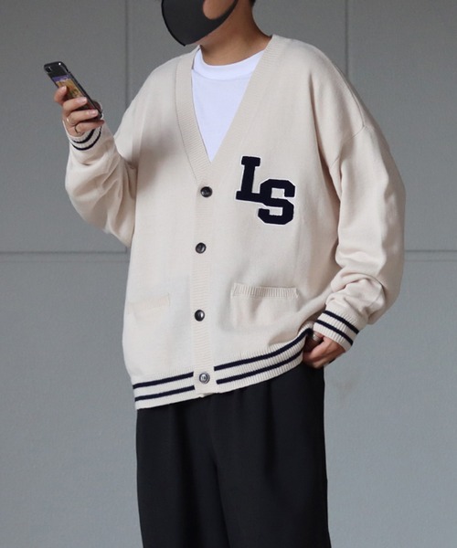 ILL'S(イルズ)の「サガラ刺繍ワッペン ビッグシルエットカーディガン 【ILL'S / イルズ】(カーディガン/ボレロ・メンズ・ブラック/グレー/グリーン/マスタード/イエロー/アイボリー・FREE)」の13枚目の写真