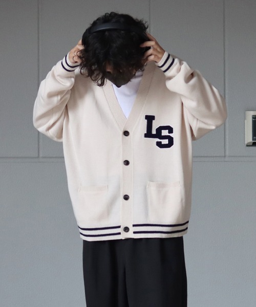 ILL'S(イルズ)の「サガラ刺繍ワッペン ビッグシルエットカーディガン 【ILL'S / イルズ】(カーディガン/ボレロ・メンズ・ブラック/グレー/グリーン/マスタード/イエロー/アイボリー・FREE)」の16枚目の写真