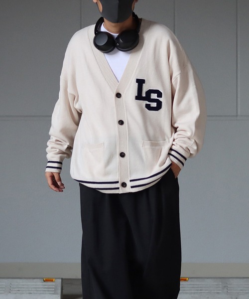 ILL'S(イルズ)の「サガラ刺繍ワッペン ビッグシルエットカーディガン 【ILL'S / イルズ】(カーディガン/ボレロ・メンズ・ブラック/グレー/グリーン/マスタード/イエロー/アイボリー・FREE)」の18枚目の写真