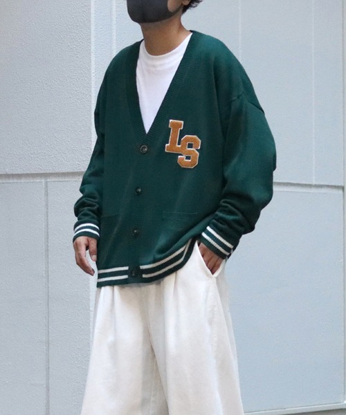 ILL'S(イルズ)の「サガラ刺繍ワッペン ビッグシルエットカーディガン 【ILL'S / イルズ】(カーディガン/ボレロ・メンズ・ブラック/グレー/グリーン/マスタード/イエロー/アイボリー・FREE)」の19枚目の写真