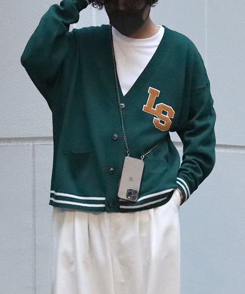 ILL'S(イルズ)の「サガラ刺繍ワッペン ビッグシルエットカーディガン 【ILL'S / イルズ】(カーディガン/ボレロ・メンズ・ブラック/グレー/グリーン/マスタード/イエロー/アイボリー・FREE)」の20枚目の写真