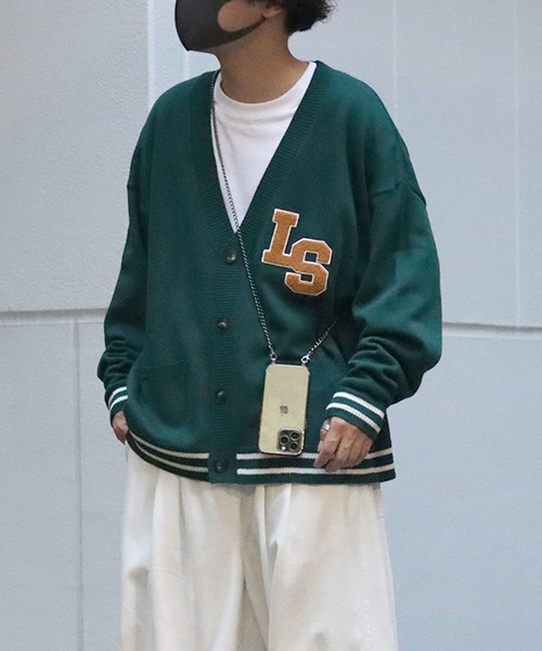 ILL'S(イルズ)の「サガラ刺繍ワッペン ビッグシルエットカーディガン 【ILL'S / イルズ】(カーディガン/ボレロ・メンズ・ブラック/グレー/グリーン/マスタード/イエロー/アイボリー・FREE)」の22枚目の写真