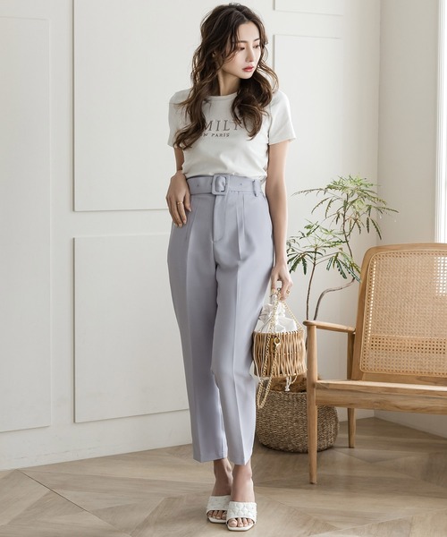 Julia Boutique（ジュリアブティック）の「バックルベルト付きテーパードパンツ/22006（その他パンツ・レディース・ベージュ/ラベンダー/グリーン/ブラック・ONE）」の11枚目の写真