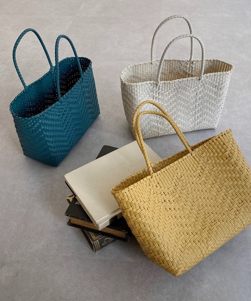 CAPRICIEUX LE'MAGE（カプリシューレマージュ）の「〈WEB限定カラー/グリーン〉メルカドウーブンバッグ（トートバッグ・レディース・イエロー/グリーン/アイボリー・FREE）」の5枚目の写真