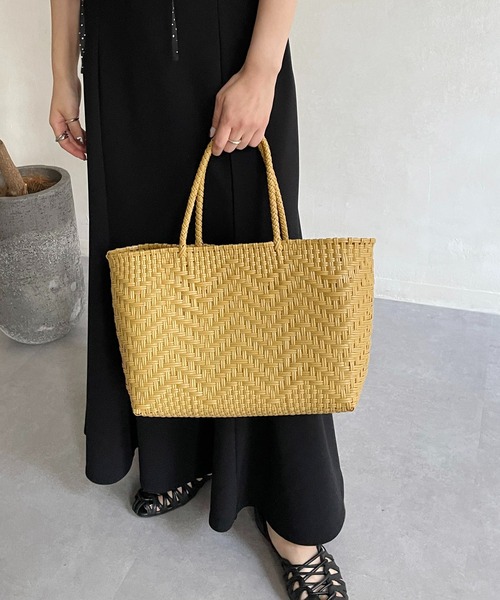 CAPRICIEUX LE'MAGE（カプリシューレマージュ）の「〈WEB限定カラー/グリーン〉メルカドウーブンバッグ（トートバッグ・レディース・イエロー/グリーン/アイボリー・FREE）」の11枚目の写真