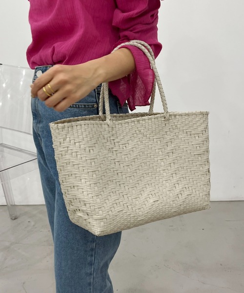 CAPRICIEUX LE'MAGE（カプリシューレマージュ）の「〈WEB限定カラー/グリーン〉メルカドウーブンバッグ（トートバッグ・レディース・イエロー/グリーン/アイボリー・FREE）」の20枚目の写真