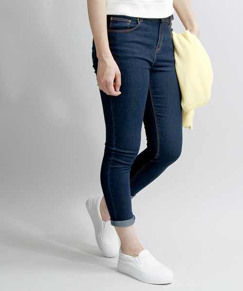 WEGO（ウィゴー）の「WEGO/フィラメントスキニーパンツ（デニムパンツ・レディース・インディゴブルー/ネイビー/ライトインディゴブルー・MEDIUM/LARGE）」の2枚目の写真