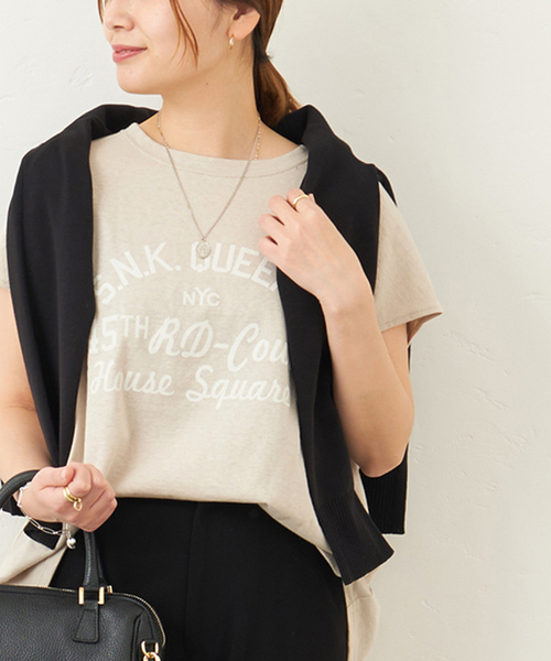 RIDING HIGH（ライディングハイ）の「別注【RIDING HIGH/ライディングハイ】ラフィ天竺Tシャツ（Tシャツ/カットソー・レディース・ホワイト/ライトブルー/ブラック/ベージュ/オレンジ・FREE）」の4枚目の写真