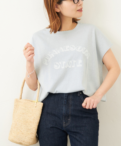 RIDING HIGH（ライディングハイ）の「別注【RIDING HIGH/ライディングハイ】ラフィ天竺Tシャツ（Tシャツ/カットソー・レディース・ホワイト/ライトブルー/ブラック/ベージュ/オレンジ・FREE）」の5枚目の写真