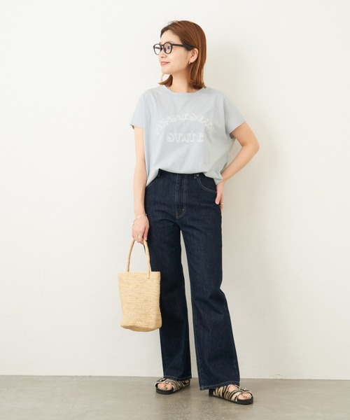 RIDING HIGH（ライディングハイ）の「別注【RIDING HIGH/ライディングハイ】ラフィ天竺Tシャツ（Tシャツ/カットソー・レディース・ホワイト/ライトブルー/ブラック/ベージュ/オレンジ・FREE）」の13枚目の写真